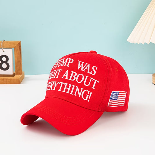 TRUMP WAS RIGHT ABOUT EVERYTHING Baseball Cap – Black & Red Statement Hat
