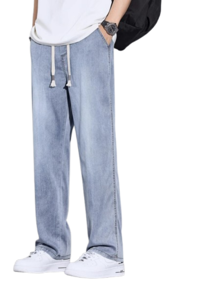 Ice Silk Wide-Leg Jeans Men's Trendy Brand 2025 New Summer Thin Straight-Leg Loose Tencel Casual Long Pants