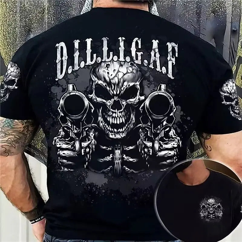 Men’s Double Gun Skull Graphic T-Shirt – Urban Edge Redefined