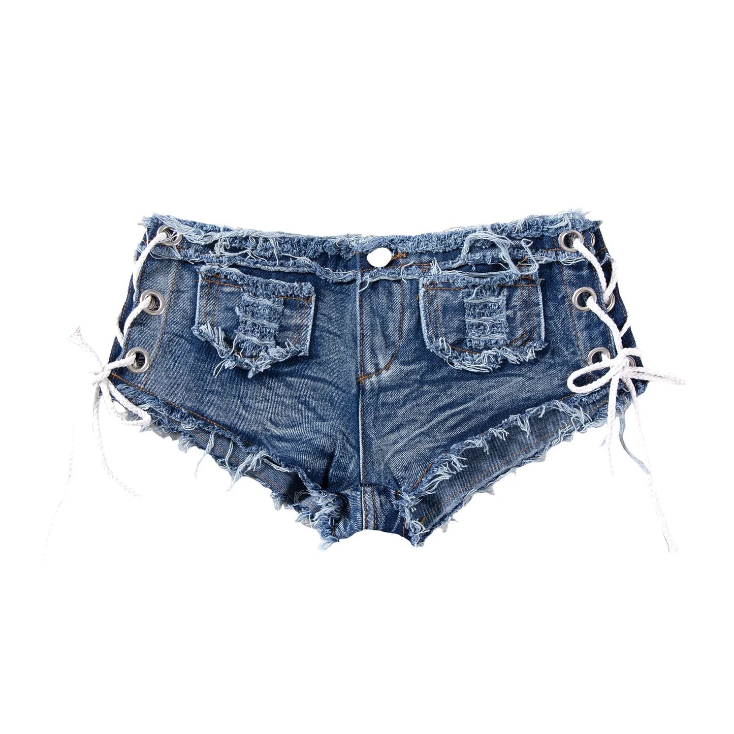 New American retro sexy low waist ultra short women's jeans, denim shorts, bar performance clothing, hot pants