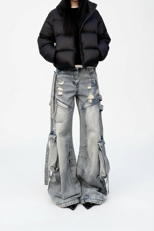 Vintage Y2K Cargo Jeans – Wide Leg Streetwear Unisex