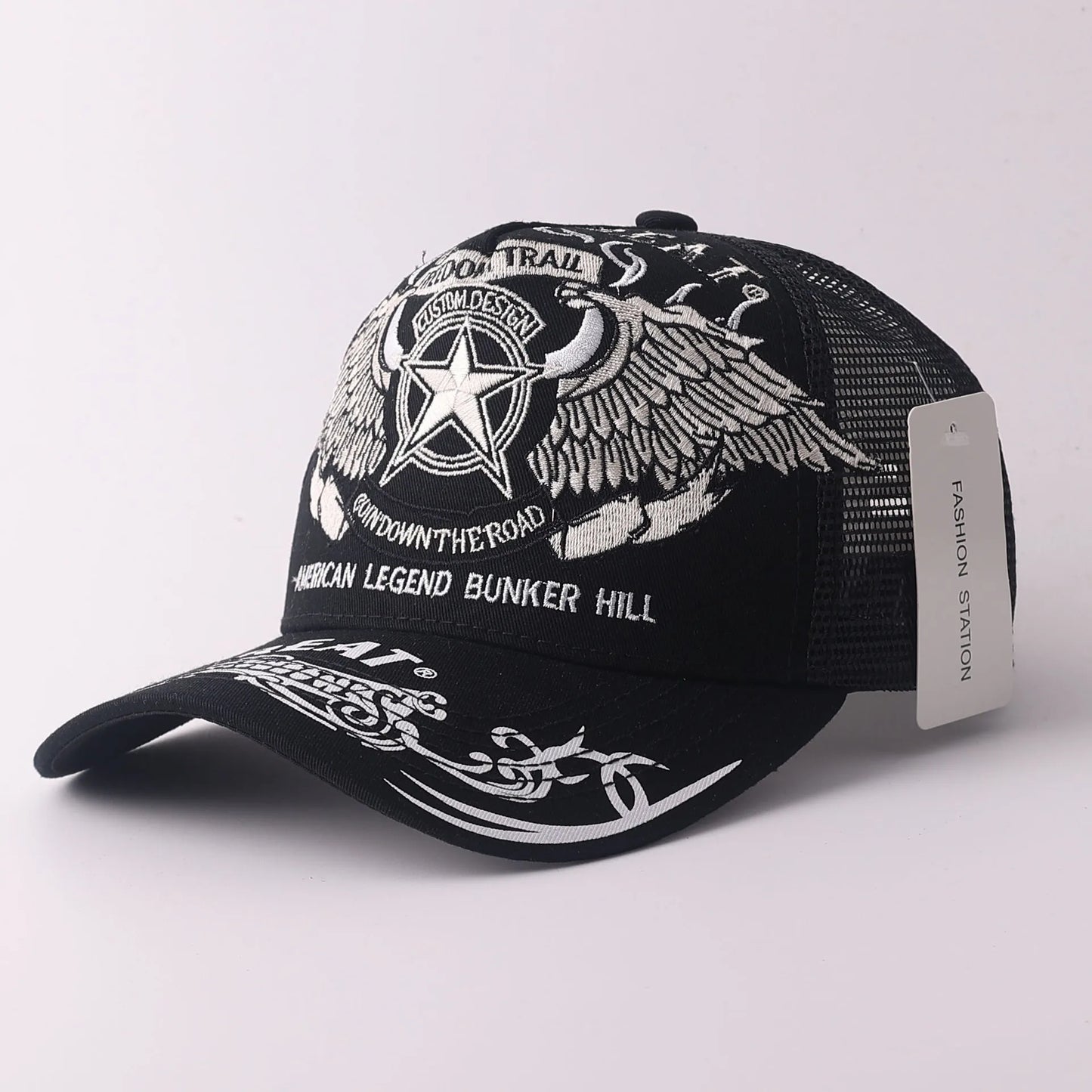Skull & Wings Embroidered Trucker Cap | Hip Hop Baseball Hat
