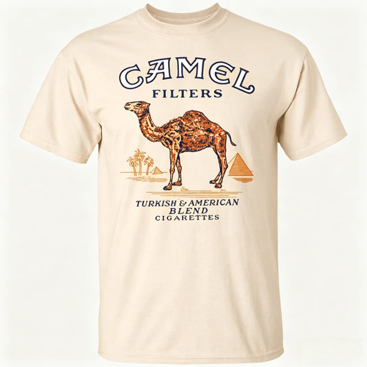 2026 New Camel Cigarette Pyramid Classic Graphics 100_Cotton T-Shirt, American Style Tough Guy Men Comfortable casual oversized