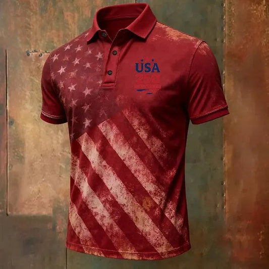 Polo Shirt Men USA 250th Anniversary American Flag 3D Print Patriotic Gift 2026