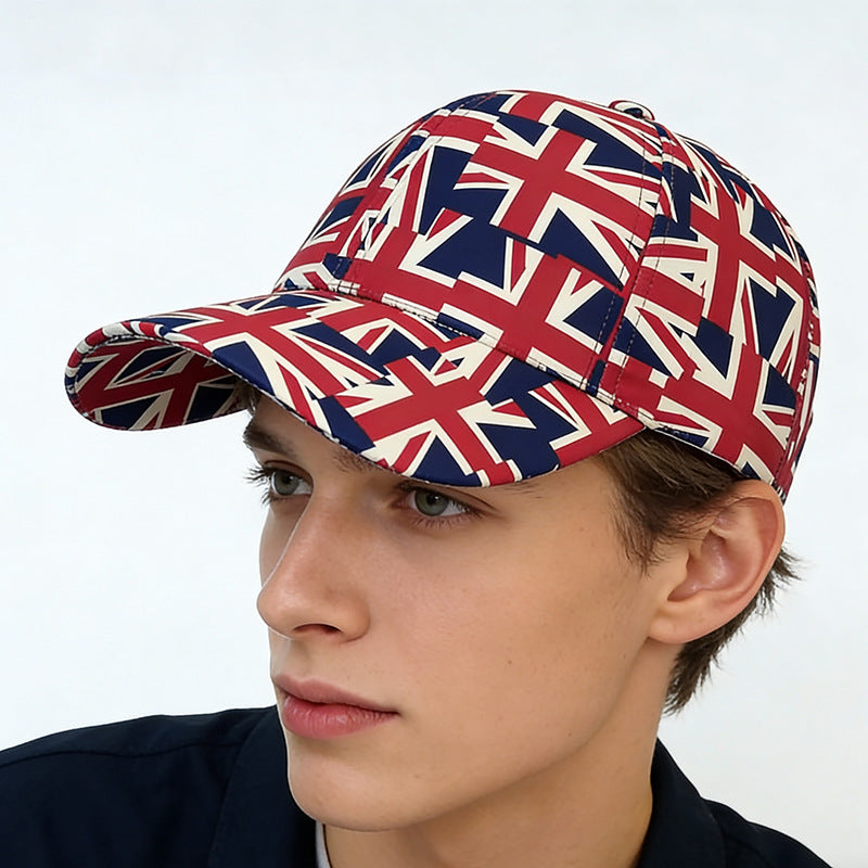 European and American Cross-Border Hats, Uk and Us Outdoor Sun Protection Hats, British Style Union Jack Flag and Stars and Stripes Baseball Caps