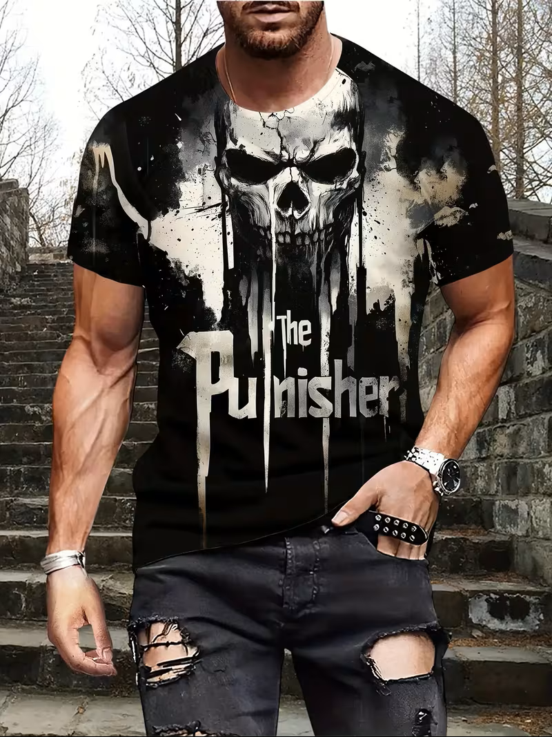 Men’s Skull Print T-Shirt – Edgy Style Meets Modern Comfort