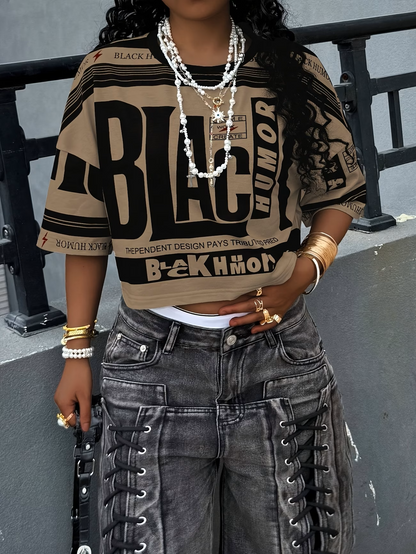 Dark Humor Y2K Cropped Tee – Retro Vibes, Modern Attitude