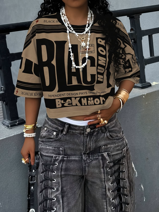 Dark Humor Y2K Cropped Tee – Retro Vibes, Modern Attitude
