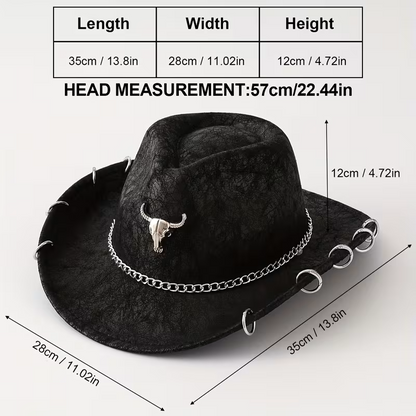 Unisex PU Suede Cowboy Hat – Western Punk Rock Edge