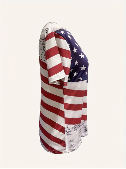 USA Flag & Declaration of Independence V-Neck – A Patriotic Statement