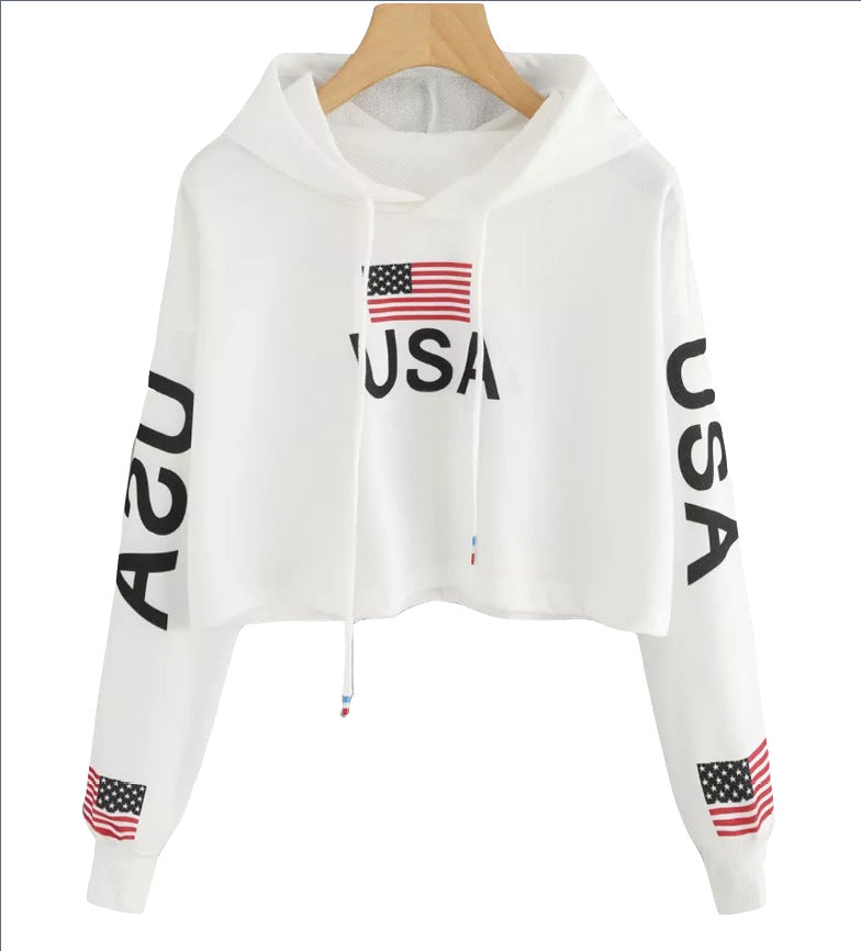 USA Flag Print Women’s Long Sleeve Top – Patriotic Style for Every Season