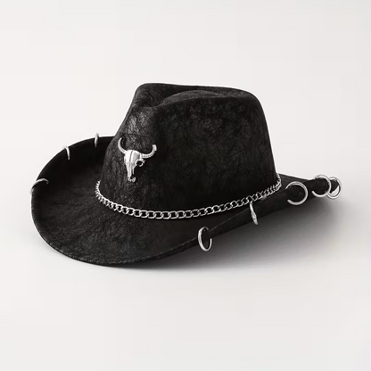 Unisex PU Suede Cowboy Hat – Western Punk Rock Edge