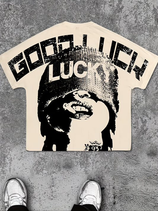 GOOD LUCK Tee – Cream Graphic