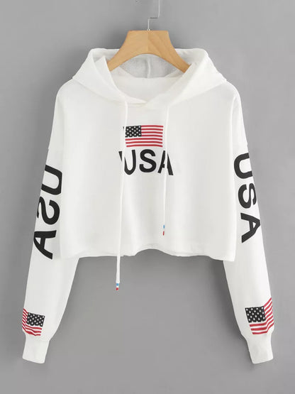 USA Flag Print Women’s Long Sleeve Top – Patriotic Style for Every Season