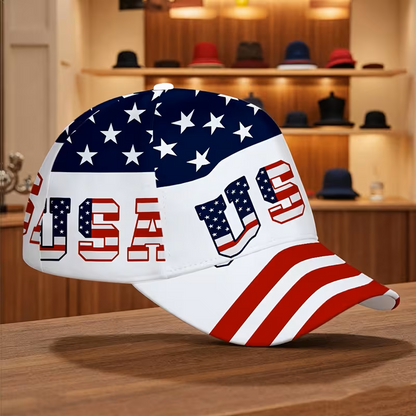 American Flag Baseball Cap for Men & Women | Adjustable Strap, All-Over Print | Streetwear & Outdoor Everyday Style | Lightweight Non-Stretch Cap | Perfect Gift
