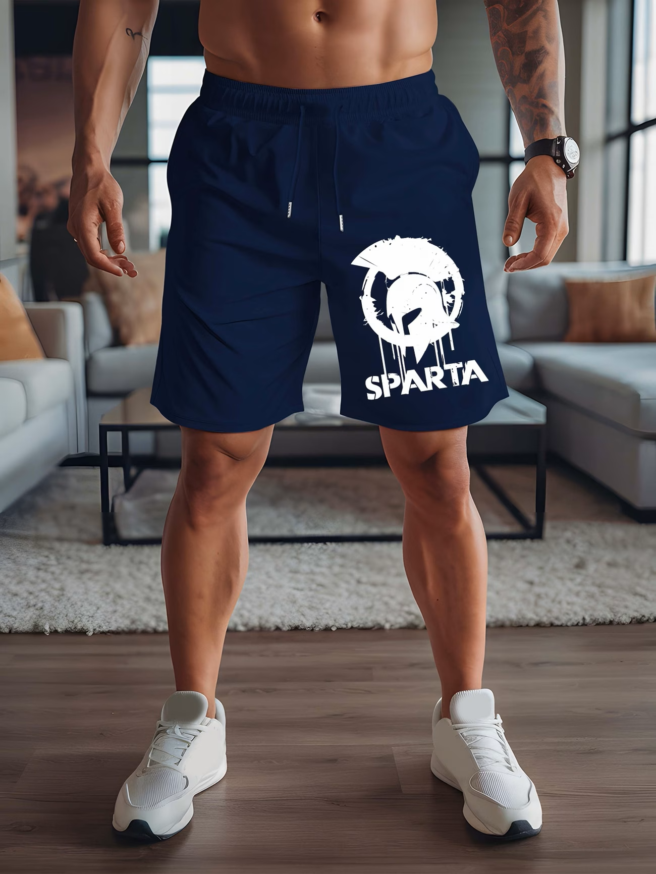 Men's Spartan Warrior Ink Splash Shorts — Soft, Breathable & Perfect for Beach or Casual Wear