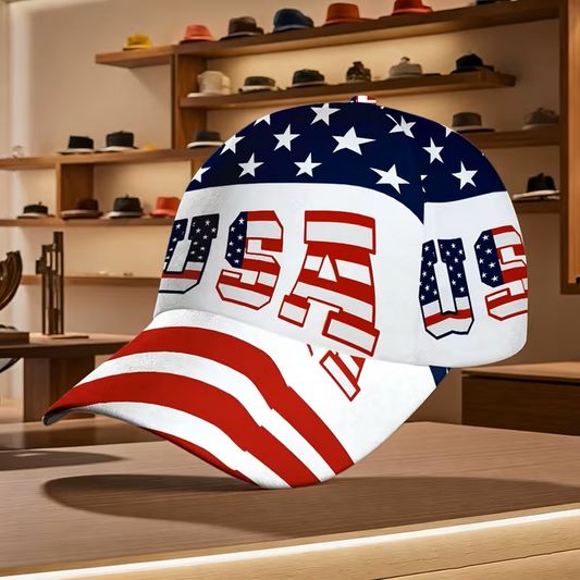 American Flag Baseball Cap for Men & Women | Adjustable Strap, All-Over Print | Streetwear & Outdoor Everyday Style | Lightweight Non-Stretch Cap | Perfect Gift