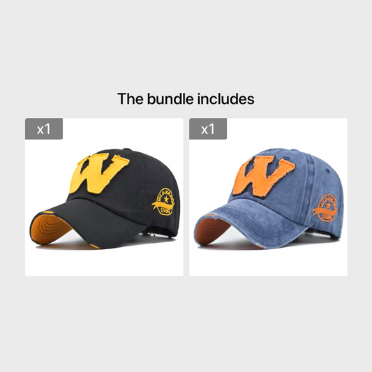 Washed 3D Embroidered Letter Cap – Unisex Vintage Duck Bill Brim Hat
