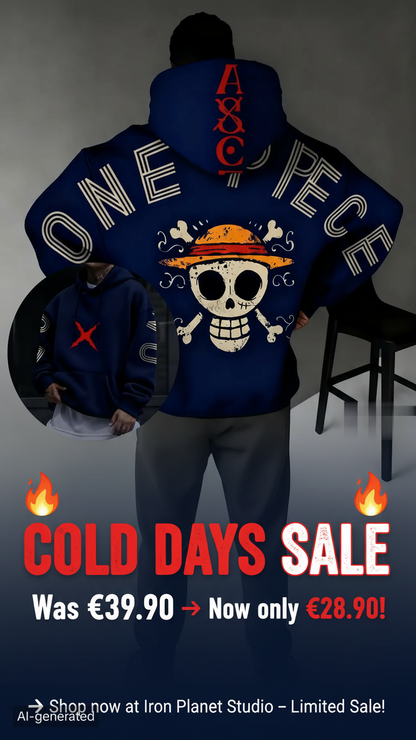 One Piece Anime Hoodie Oversized Pullover Sweatshirt Men Women Black Red Navy