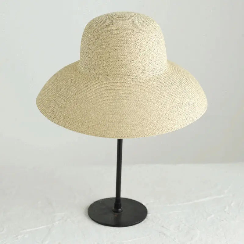 Women's Wide Brim Straw Sun Hat – Foldable Hepburn Style | Beach & Travel