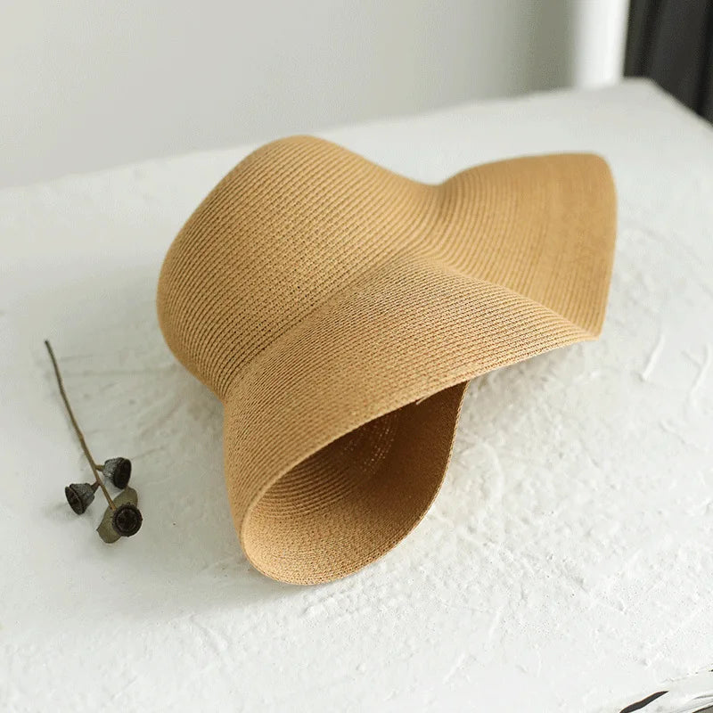 Women's Wide Brim Straw Sun Hat – Foldable Hepburn Style | Beach & Travel