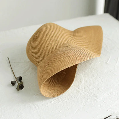 Women's Wide Brim Straw Sun Hat – Foldable Hepburn Style | Beach & Travel