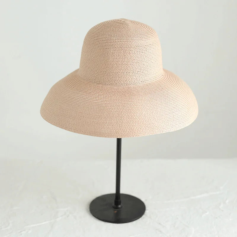Women's Wide Brim Straw Sun Hat – Foldable Hepburn Style | Beach & Travel