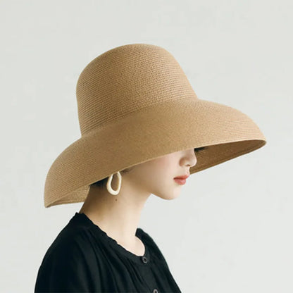 Women's Wide Brim Straw Sun Hat – Foldable Hepburn Style | Beach & Travel
