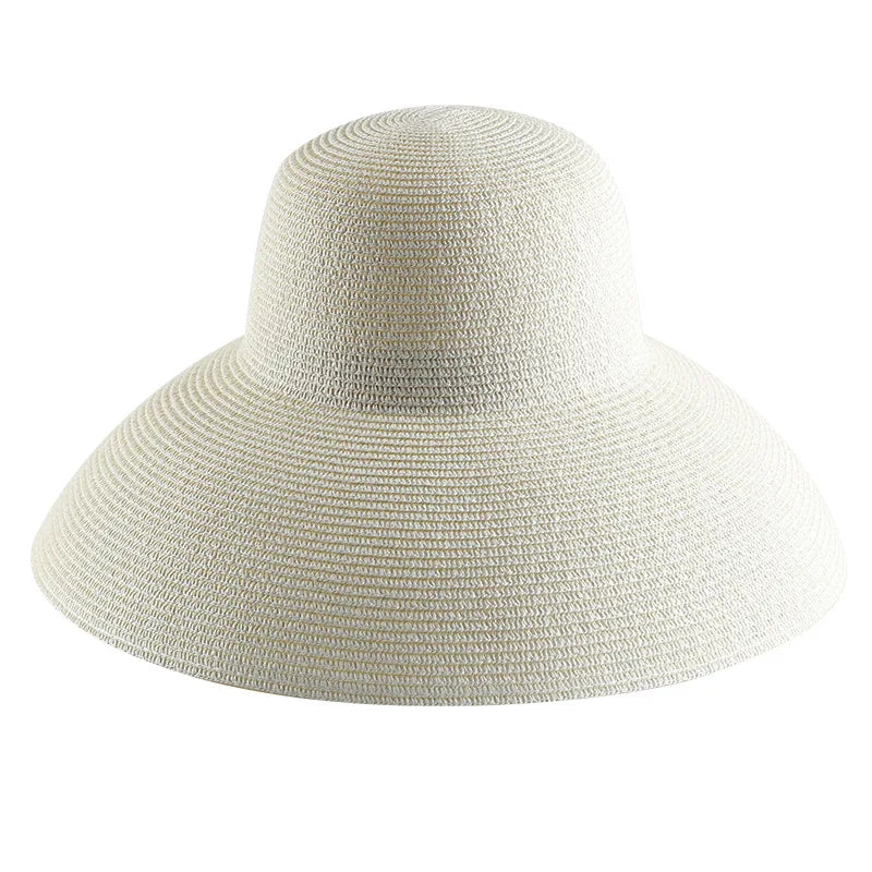 Women's Wide Brim Straw Sun Hat – Foldable Hepburn Style | Beach & Travel