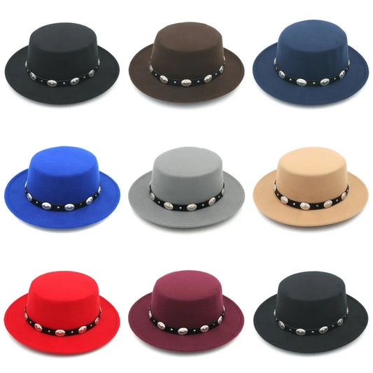 Classic Fedora Hat | Unisex Flat Top Jazz Cap | 8 Colors