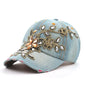 COKK Women’s Baseball Cap – Floral Denim Elegance