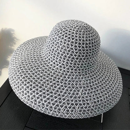 Vintage Wide Brim Straw Hat | Breathable Patchwork Beach Cap for Women