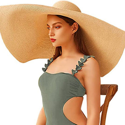 Cross-Border European and American Cross-Border Oversized Brim 70cm Diameter Straw Hat Women's Sun Protection Travel Hat Summer Dome Sun Hat
