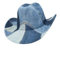 Cross-border Big Brim Topper Hat Western Denim Outdoor Hat Jazz Hat Autumn and Winter Retro Topper Hat Men's and Women's Stage Party Hat