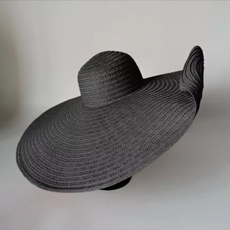 Cross-Border European and American Cross-Border Oversized Brim 70cm Diameter Straw Hat Women's Sun Protection Travel Hat Summer Dome Sun Hat