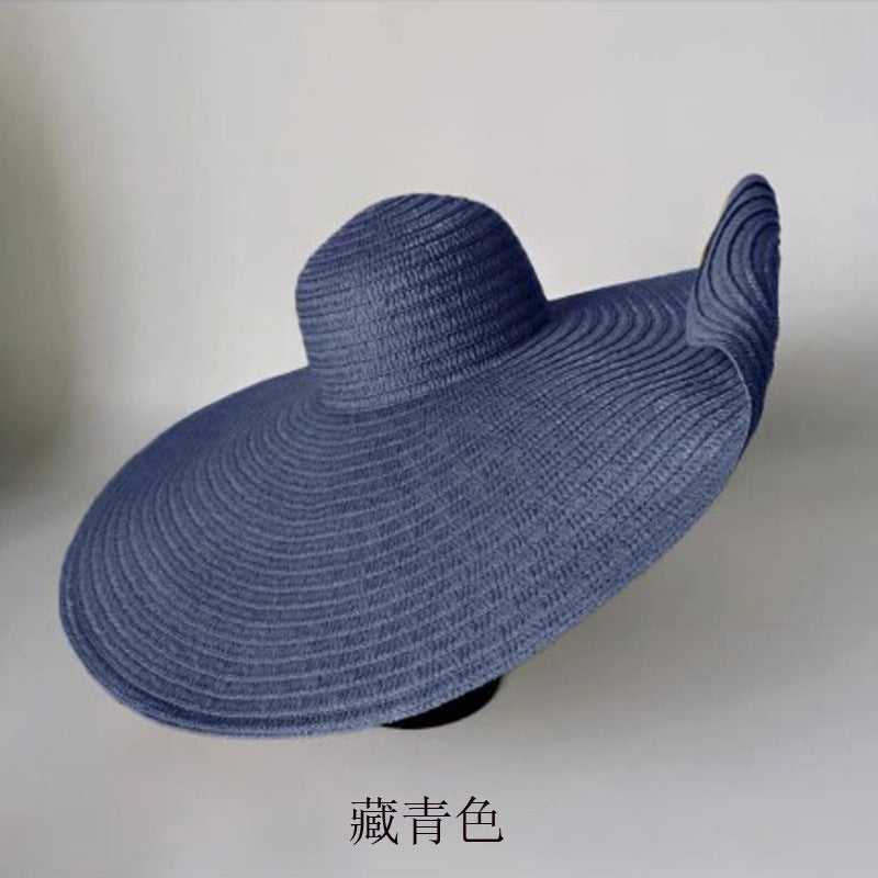 Cross-Border European and American Cross-Border Oversized Brim 70cm Diameter Straw Hat Women's Sun Protection Travel Hat Summer Dome Sun Hat