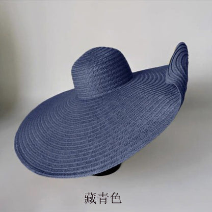 Cross-Border European and American Cross-Border Oversized Brim 70cm Diameter Straw Hat Women's Sun Protection Travel Hat Summer Dome Sun Hat