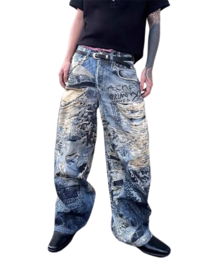 Baggy Y2K Jeans – Retro Streetwear for Men