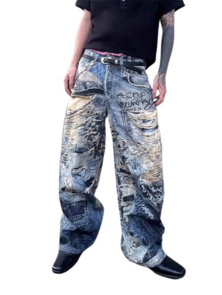 Baggy Y2K Jeans – Retro Streetwear for Men