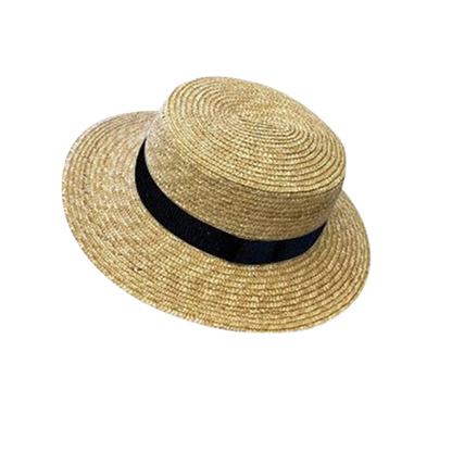 Spring and Summer New Style Beach Hat for Seaside Vacation, Sun Protection, Chanel-Inspired Red Elegant Fashion Flat-Top Flat-Brimmed Hat Trend