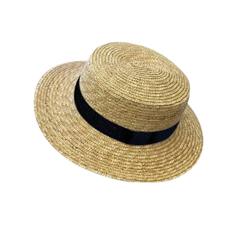 Spring and Summer New Style Beach Hat for Seaside Vacation, Sun Protection, Chanel-Inspired Red Elegant Fashion Flat-Top Flat-Brimmed Hat Trend