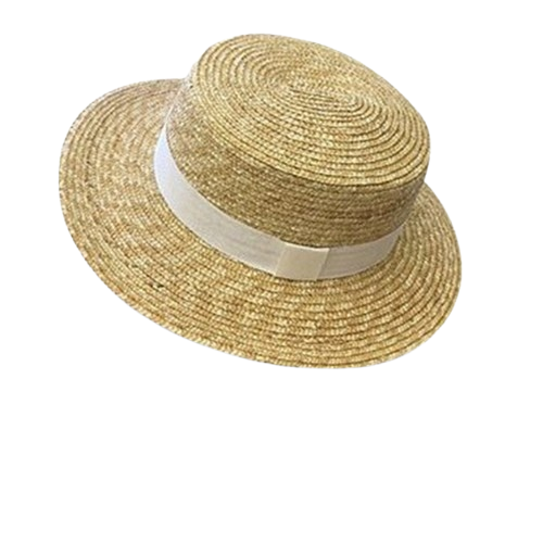 Spring and Summer New Style Beach Hat for Seaside Vacation, Sun Protection, Chanel-Inspired Red Elegant Fashion Flat-Top Flat-Brimmed Hat Trend