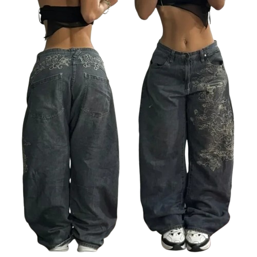 Streetwear New Fashion Oversized Print Baggy Jeans Y2K Harajuku Hip-hop Vintage Pop Gothic High Waist Wide-leg Pants Trousers