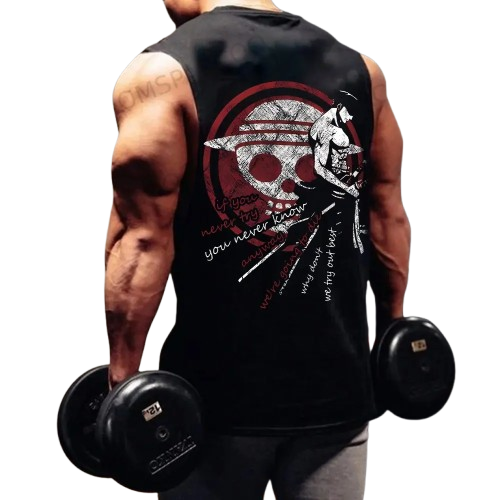 One Piece Anime Luffy Peripheral Printed Pure Cotton Tank Top2025 Fitness Men Loose Sporty Summer Fashion Top