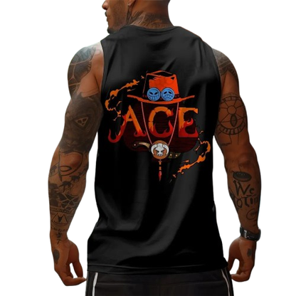One Piece Anime Luffy Peripheral Printed Pure Cotton Tank Top2025 Fitness Men Loose Sporty Summer Fashion Top