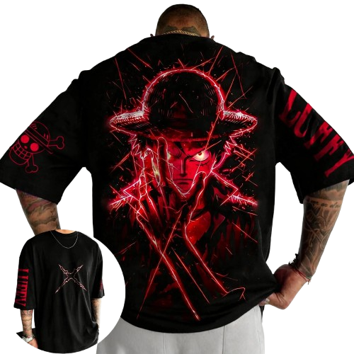 One Piece Luffy Anime Joint T-shirt Street Summer New Men's Japanese Harajuku Loose Casual Children's Parent Child Clothing Top