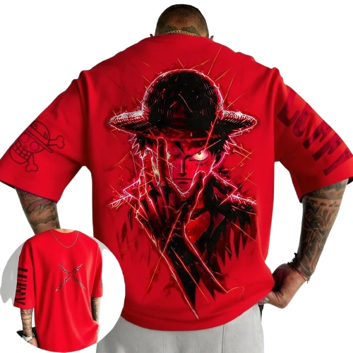 One Piece Luffy Anime Joint T-shirt Street Summer New Men's Japanese Harajuku Loose Casual Children's Parent Child Clothing Top
