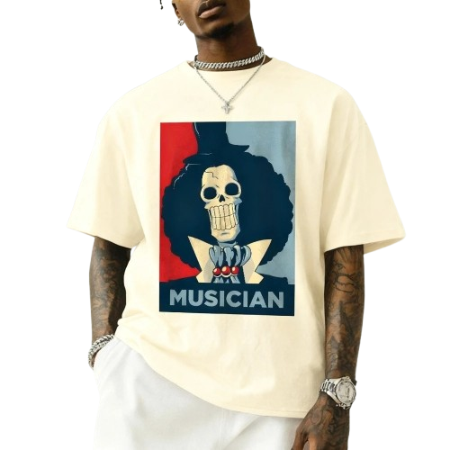 Musician Brook T-Shirt — One Piece Streetwear | Cotton Oversized Tee