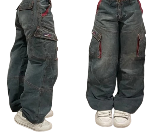 Street Vintage Jeans New Y2K Harajuku Wash Blue Multiple pockets Baggy Jeans Denim Pants Mens Womens High Waist Wide Trousers
