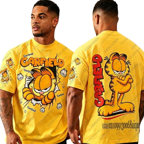 Men's Garfield Print T-Shirt | Streetwear Casual Tee | 3 Colors